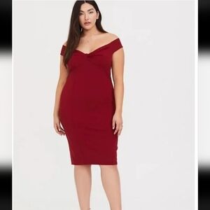Torrid Red Off Shoulder Bombshell Sexy Midi Dress 2X New With Tags